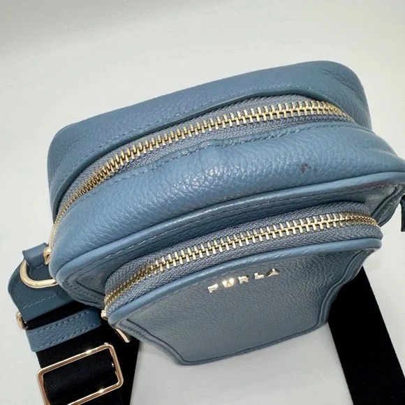 Furla Rea Leather Mini Crossbody BagIn Blu Denim